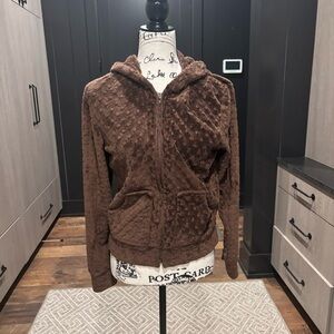 Vintage Y2K Shane Lee Inc. Brown Velour Zip Hoodie – Made in USA